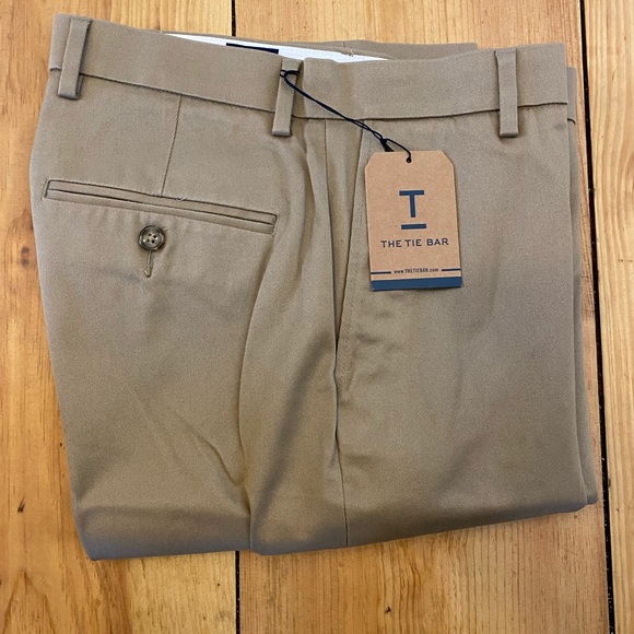 Tie Bar Stretch Cotton Pants in Sandstone - Picture 3 of 5